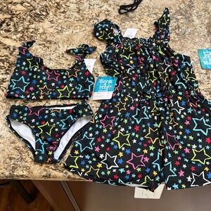 Coral and reef star bikini and cover up set.  New with tags.  4t